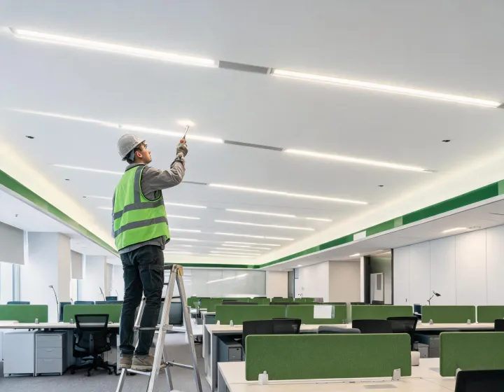 Commercial office lighting installation